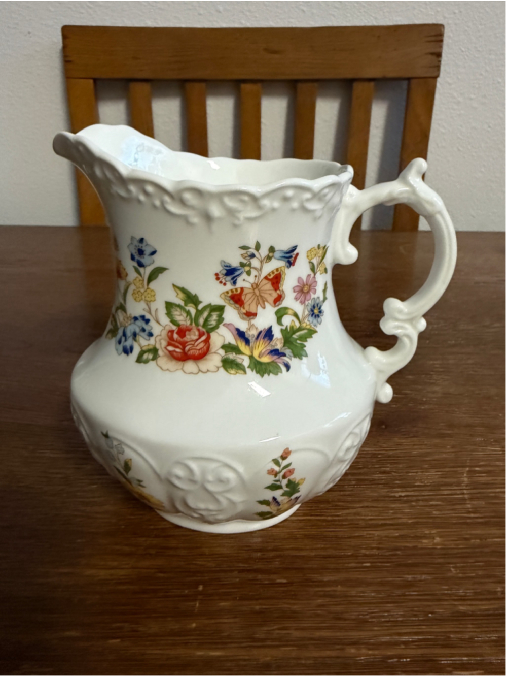 Aynsley Cottage Garden Fine English Bone China Pitcher Jug England Floral Butter